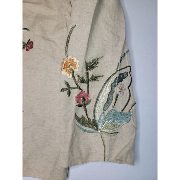 Tapestry Patch Women’s XXL Tan Floral Vintage Jacket Blazer Shoulder Pads Boho - Picture 11 of 15